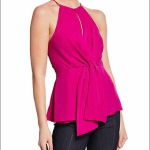 Cinq a Sept Bailey Women's Fuchsia Silk High Neck Sleeveless Blouse S New